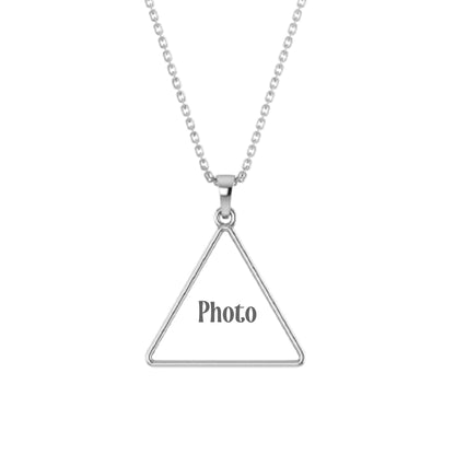 RKC Tringle Shape Photo Locket Pendant Necklace 14k Yellow Gold Plated Weight 5mm And Height 20mm