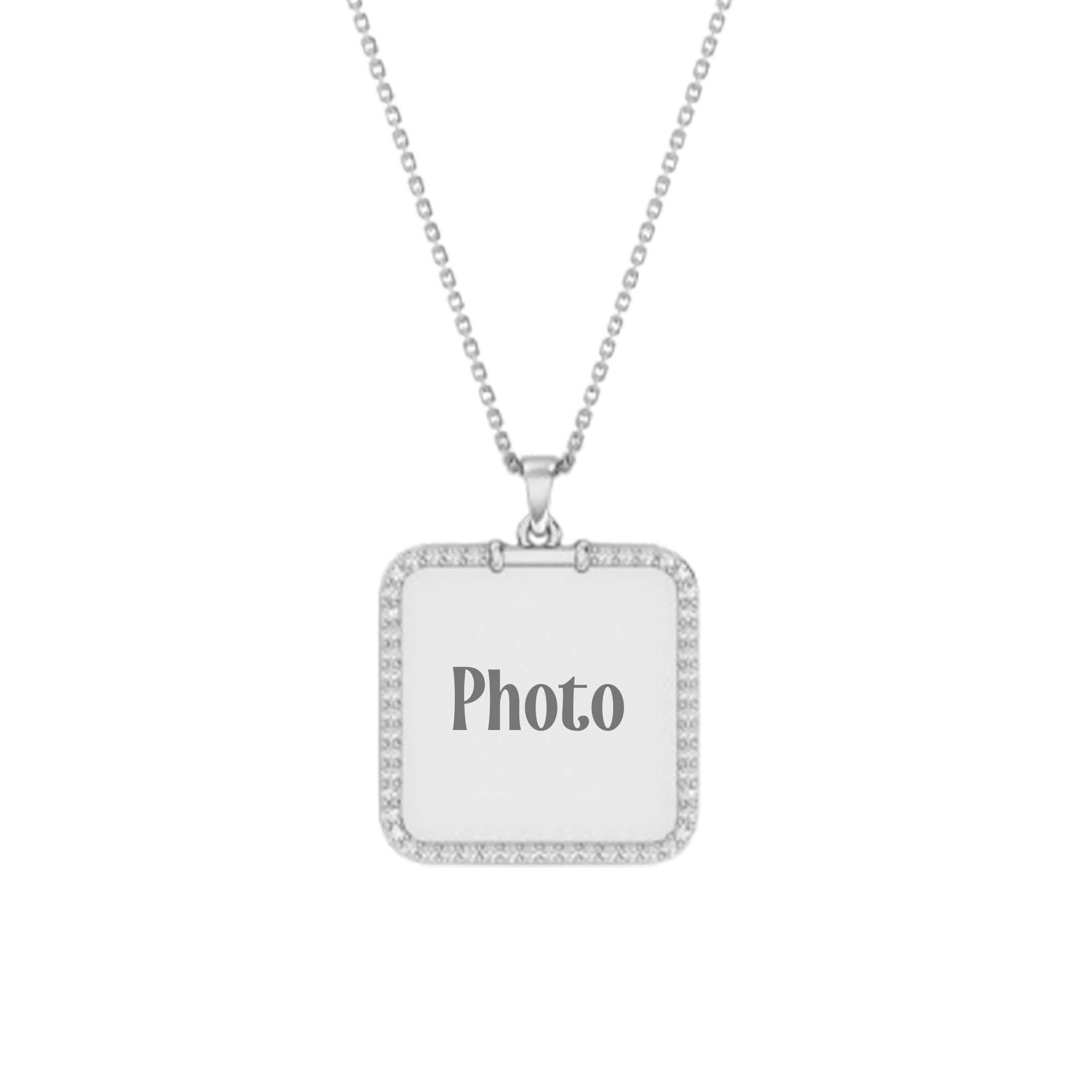 RKC Moissanite Square Shape Photo Locket Memory Pendant 14k Yellow Gold Plated 925 Silver