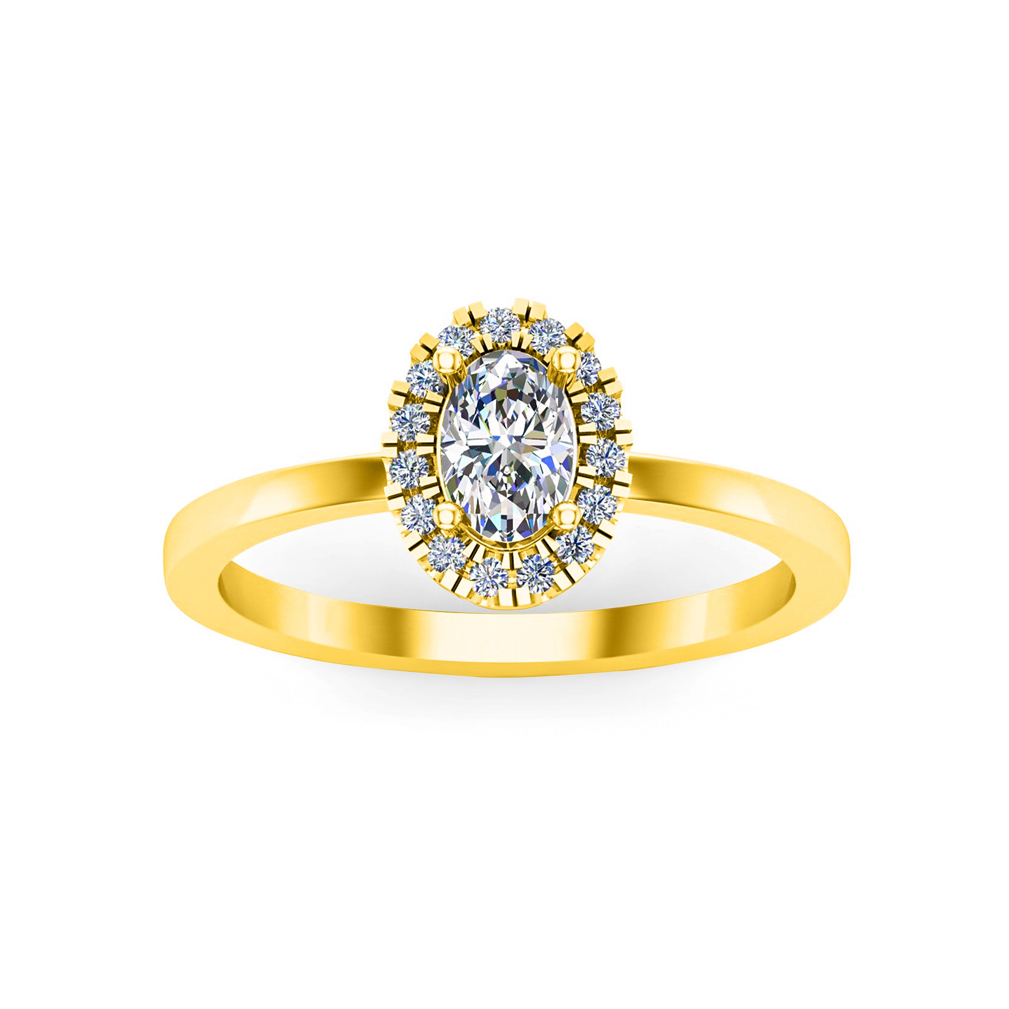 Fede nuziale RKC ovale in moissanite Halo in argento 925 placcato in oro giallo 14 carati per donna, peso 1,80 ct, larghezza 1,70 mm