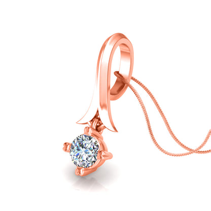 RKC Solitär-Anhänger rund für Damen, 0,25 Karat Moissanit, 14-Karat-Roségold-Finish, Gewicht 3,00 g, Höhe 17,80 mm