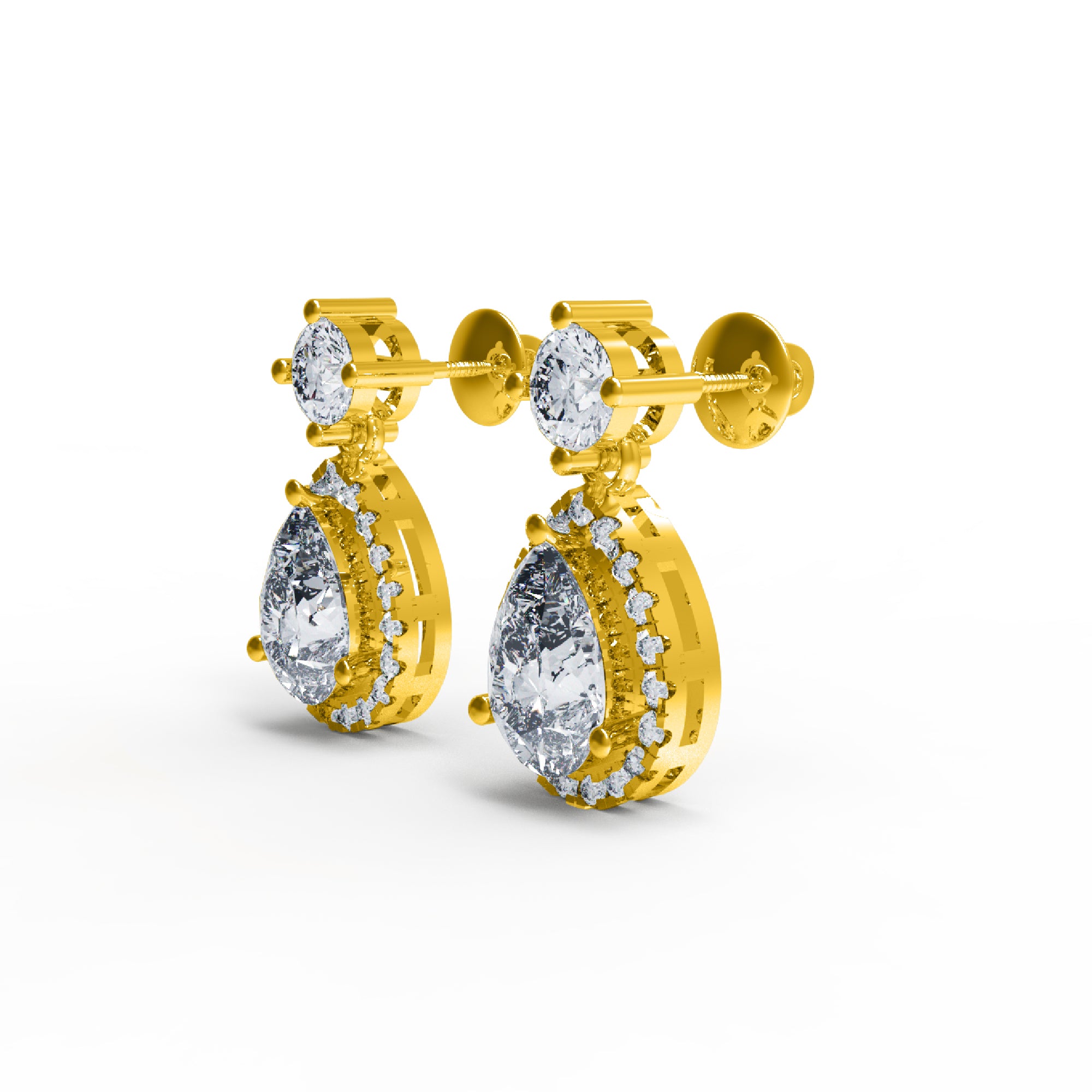 RKC Damen-Ohrring aus 925er-Sterlingsilber, tropfenförmiger Tropfenschliff, 14 Karat Gelb, Gesamtgewicht: 4,20 GM, Höhe: 21,00 mm