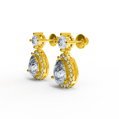 RKC Damen-Ohrring aus 925er-Sterlingsilber, tropfenförmiger Tropfenschliff, 14 Karat Gelb, Gesamtgewicht: 4,20 GM, Höhe: 21,00 mm