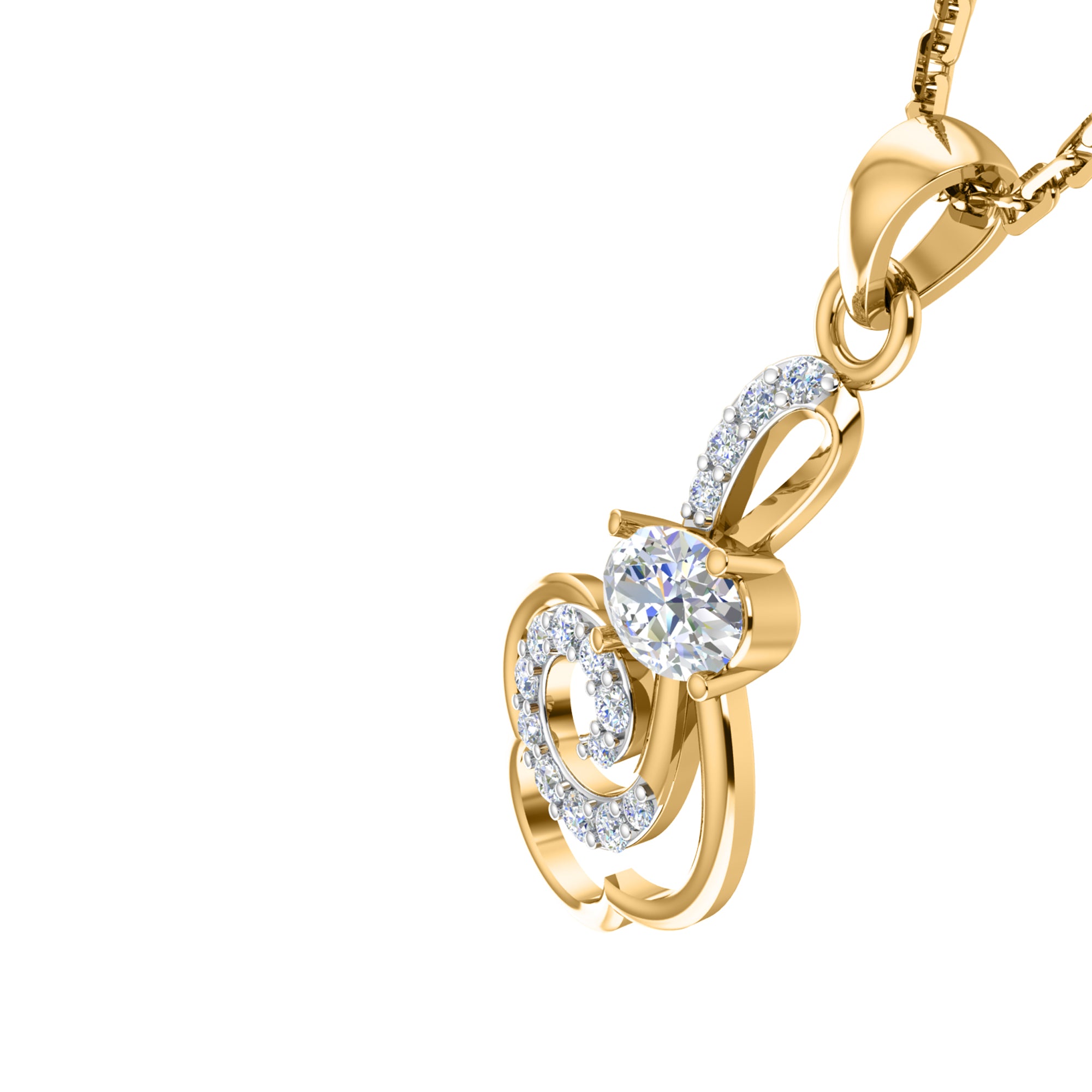RKC 925 Silber Golden Gesamtgewicht 0,41 Karat Moissanit-Anhänger, Gewicht 4,00 g und Gewicht Ohrring 2,50 g, besetzt mit 14 Karat Gelbgold plattiert