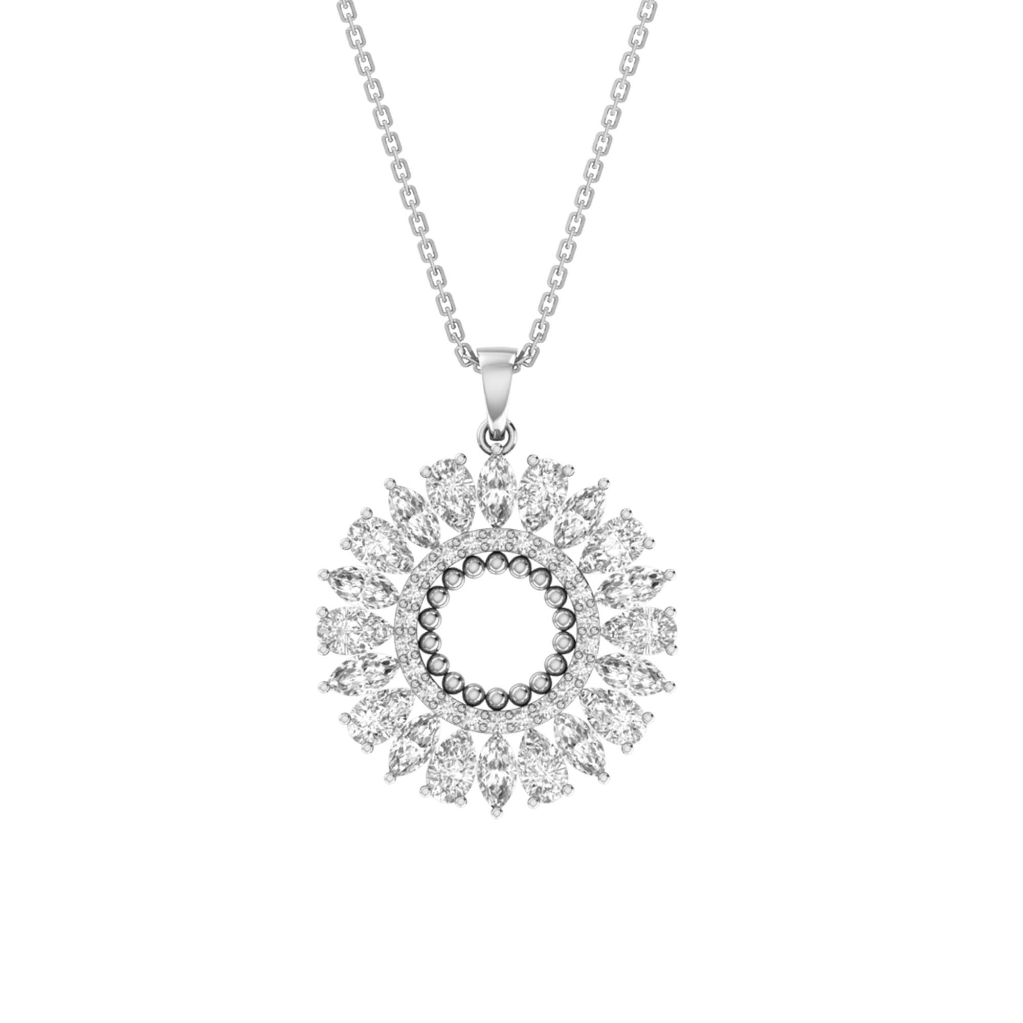 RKC 4.1 Ct Flower Shape Certified Moissanite Pendant Necklace 14k Yellow Gold Plated 925 Silver Weight 4.80 gm