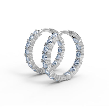 RKC 925 Sterling Silber Creolen-Clip-on-Ohrring für Damen, 14 Karat Rose über Produktgewicht 6,50 GM, Höhe 21,00 mm