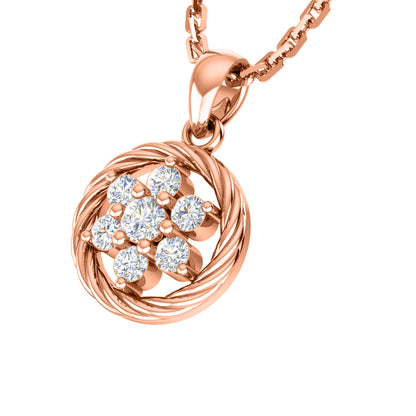 Ciondolo floreale in moissanite da 0,25 ct RKC, gioielli in argento 925, placcato in oro giallo 14 carati, peso 3,80 g, altezza 16,50 mm