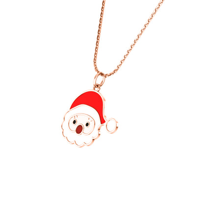 Ciondolo Babbo Natale smaltato RKC in argento 925 placcato in oro bianco 14 carati Peso 5,00 GM Altezza 21,00 MM