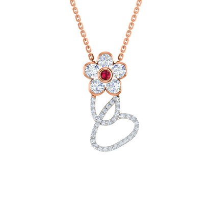 RKC 1,65 Karat Moissanit-Blumenanhänger, 925er Silberschmuck, 14 Karat Roségold vergoldet, Gewicht 4,90 g, Höhe 26,00 mm