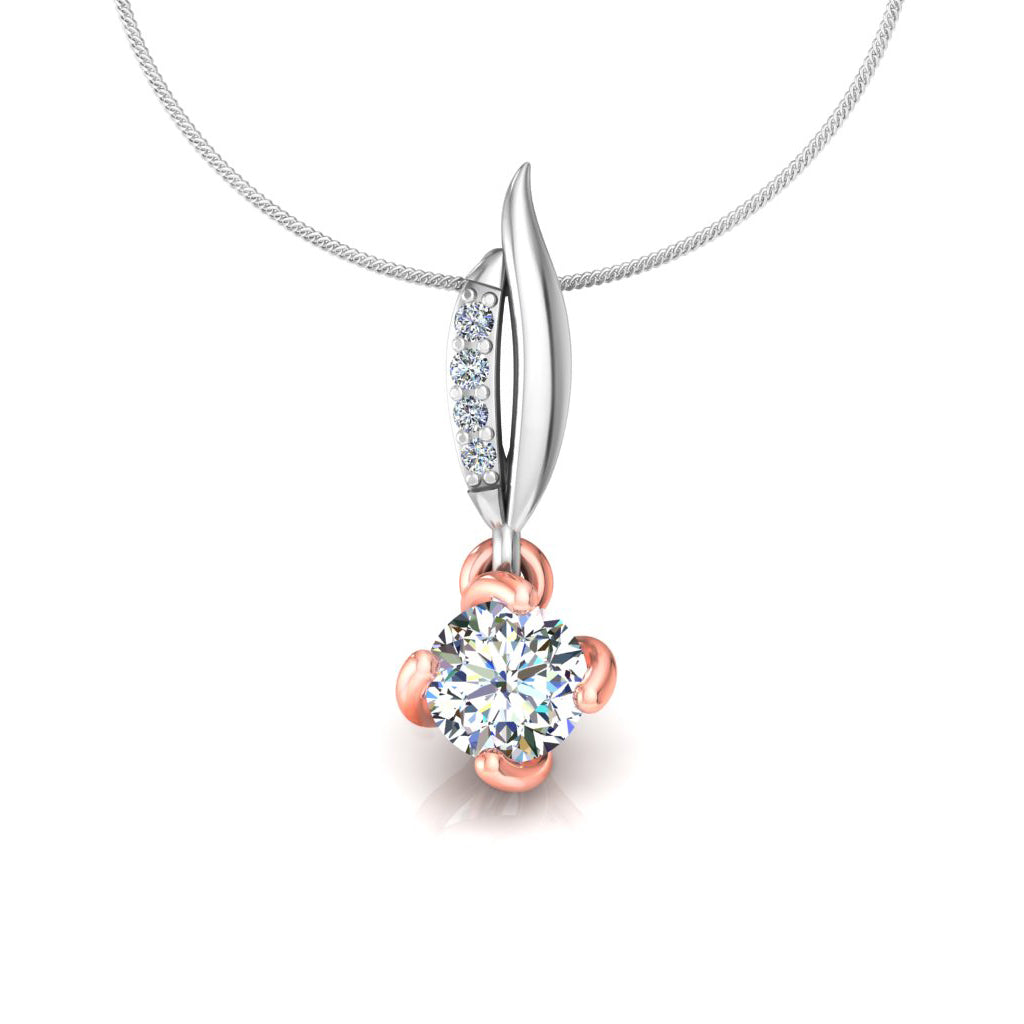 RKC 925 Sterling Silber Solitär-Blumen-Moissanit-Anhänger mit vier Zinken, 14 Karat Weißgold vergoldet