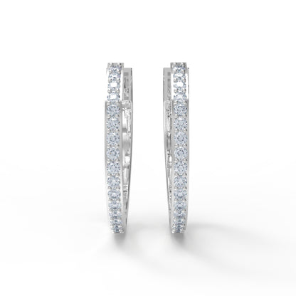 RKC 925 Sterling Silber runder Creolen-Damenohrring, 14 Karat Rose über 4,3 GM, Höhe 20,00 mm