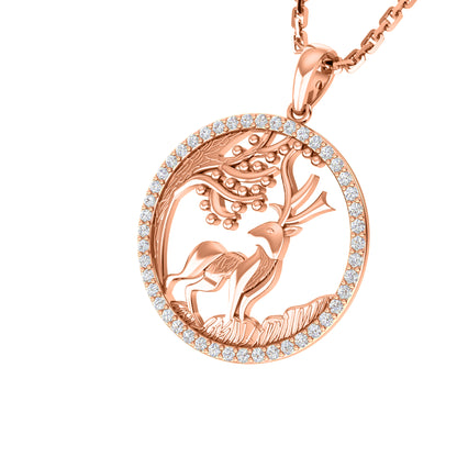 RKC 0,30 Karat Moissanit-Charm-Anhänger, 925er Silberschmuck, 14 Karat Roségold vergoldet, Gewicht 4,50 g, Höhe 19 mm