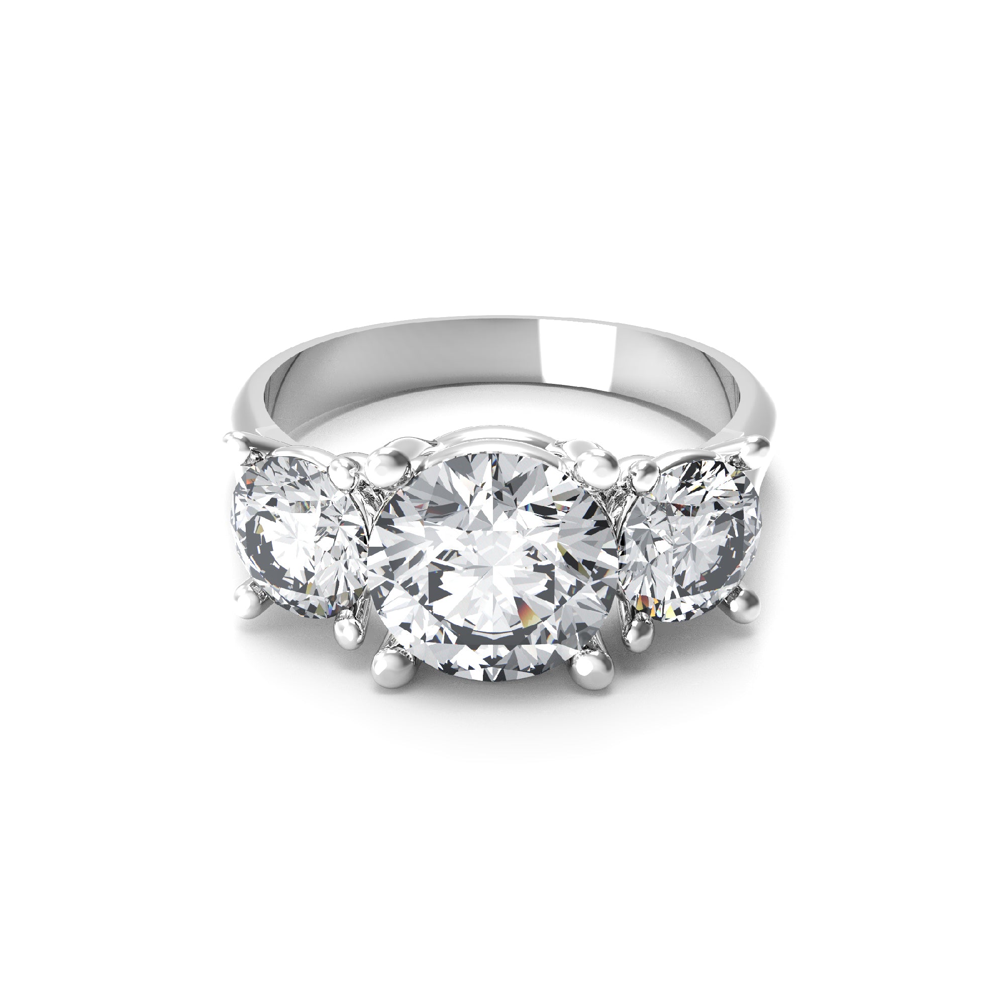 Fede nuziale rotonda con tre pietre Moissanite RKC, argento 925, placcato oro rosa 14 carati, peso 2,70 g, larghezza 2,60 mm