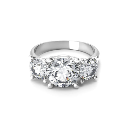 Fede nuziale rotonda con tre pietre Moissanite RKC, argento 925, placcato oro rosa 14 carati, peso 2,70 g, larghezza 2,60 mm