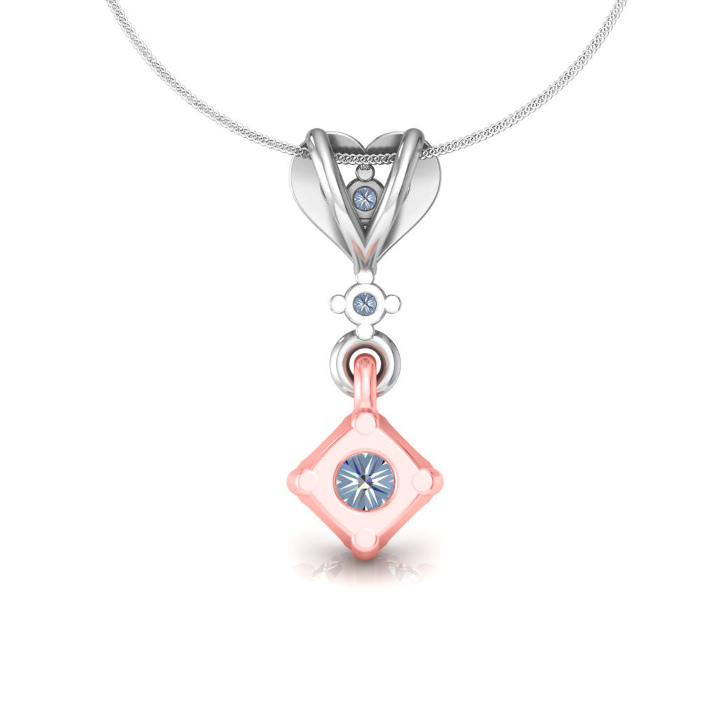 RKC Anello a cuore con pendente in argento con moissanite da 0,40 ct, finitura in oro giallo 14 carati, peso 2,8 g, altezza 15 mm