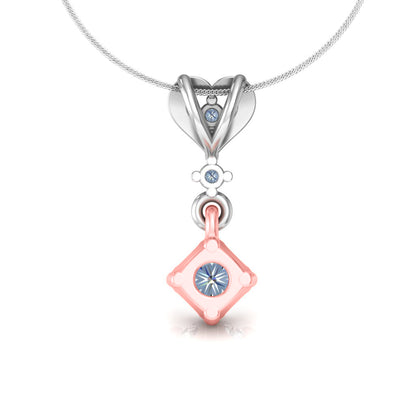 RKC Anello a cuore con pendente in argento con moissanite da 0,40 ct, finitura in oro giallo 14 carati, peso 2,8 g, altezza 15 mm