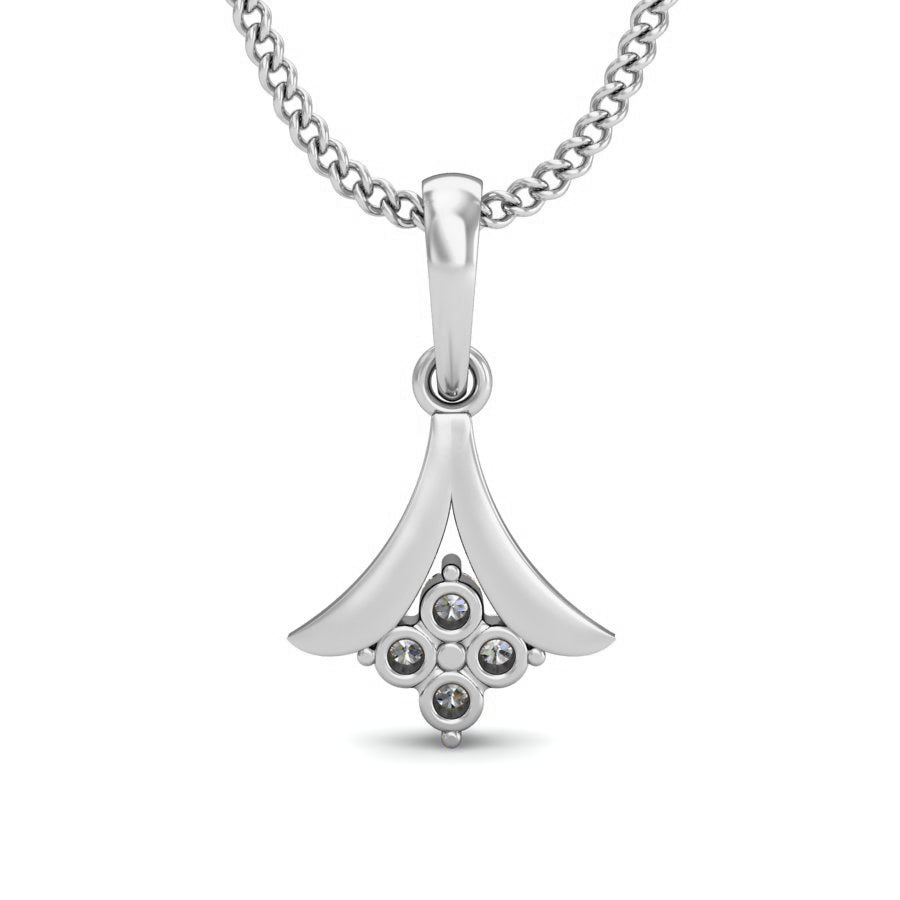 RKC Vier-Steine-Silber-Moissanit-Anhänger mit 0,06 Karat für Damen, 14-Karat-Gelbgold-Finish, Gewicht 2,6 Gramm, Höhe 14 mm