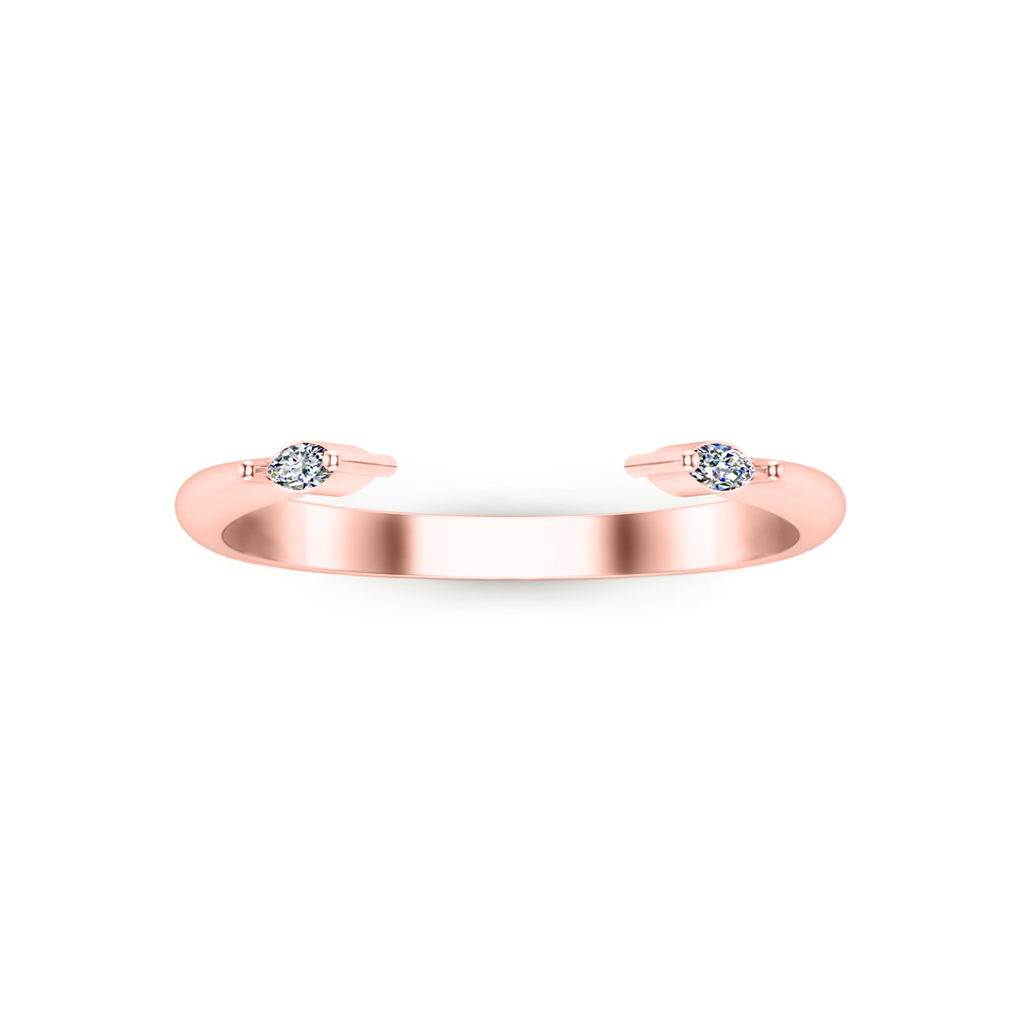 RKC Marquise Cut Moissanit Zwei-Steine-Ring für Damen mit offenem Band, 925er-Sterlingsilber, Gelbgold mit einem Gewicht von 1,70 g, Breite 2,40 mm