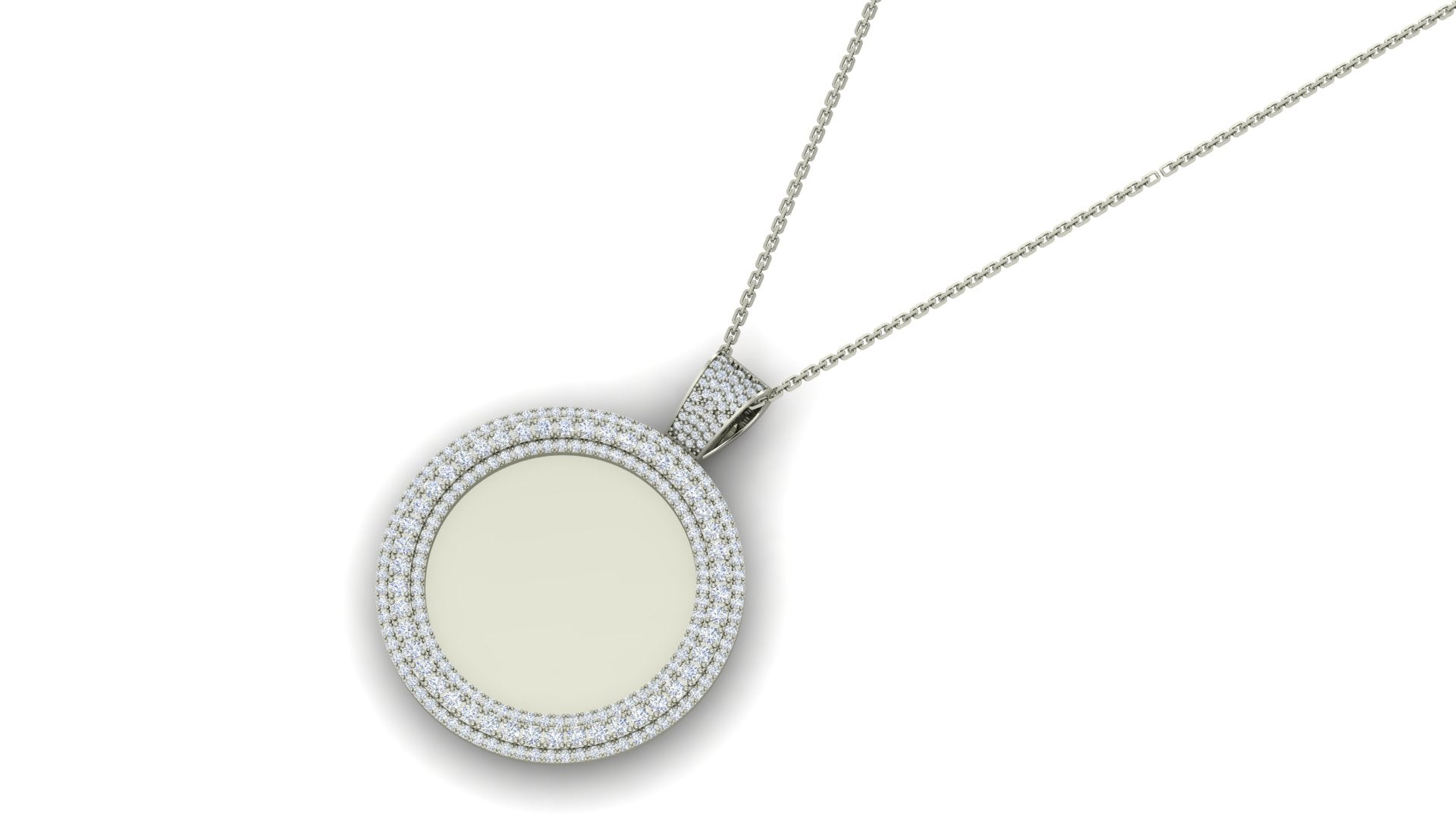 RKC Certified Moissanite Photo Memory Pendant Necklace 14k Yellow Gold Plated 925 Silver