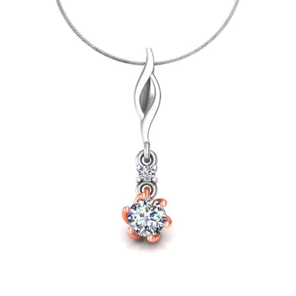 Ciondolo in moissanite da 0,27 ct con due pietre in argento con finitura in oro bianco RKC, regalo per lei, altezza 20,00 mm, peso 2,6 g