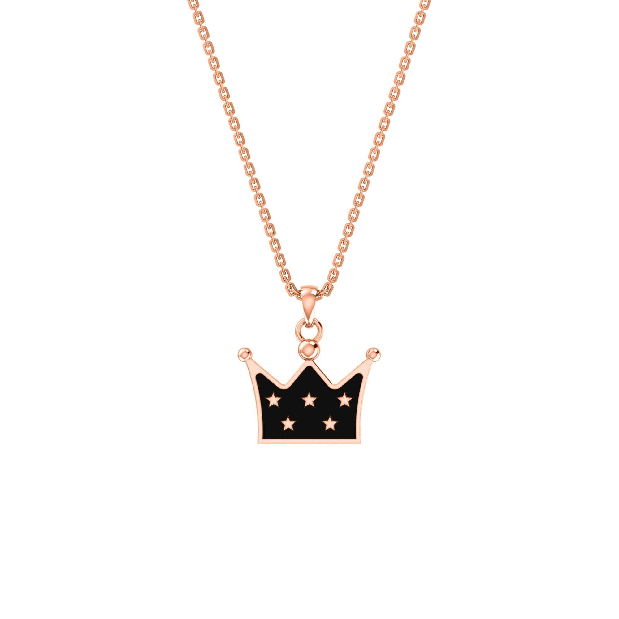 Ciondolo corona smaltata RKC in argento 925 placcato in oro rosa 14 carati Peso 3,80 GM Altezza 15,00 MM
