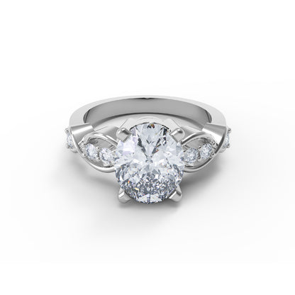 RKC Moissanit-Hochzeitstagsring im Ovalschliff, 925er Sterlingsilber, 14 Karat Gelbgold vergoldet, Gewicht 4,50 g, Breite 2,50 mm