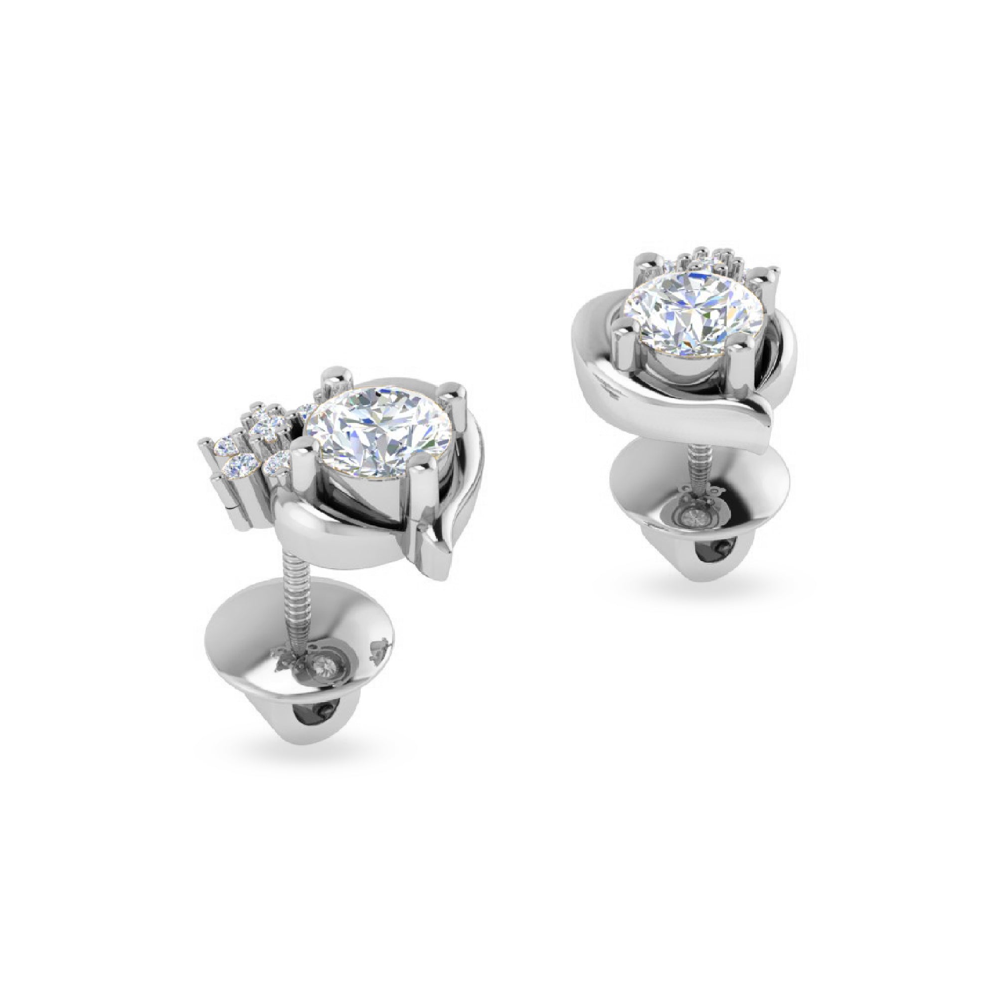 RKC Niedlicher, zierlicher Ohrstecker, runder Moissanit-Ohrring aus 925er-Sterlingsilber für Damen mit 1,60 g