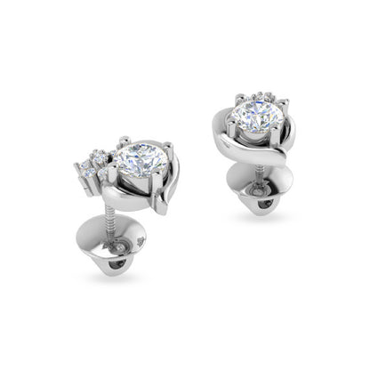 RKC Niedlicher, zierlicher Ohrstecker, runder Moissanit-Ohrring aus 925er-Sterlingsilber für Damen mit 1,60 g