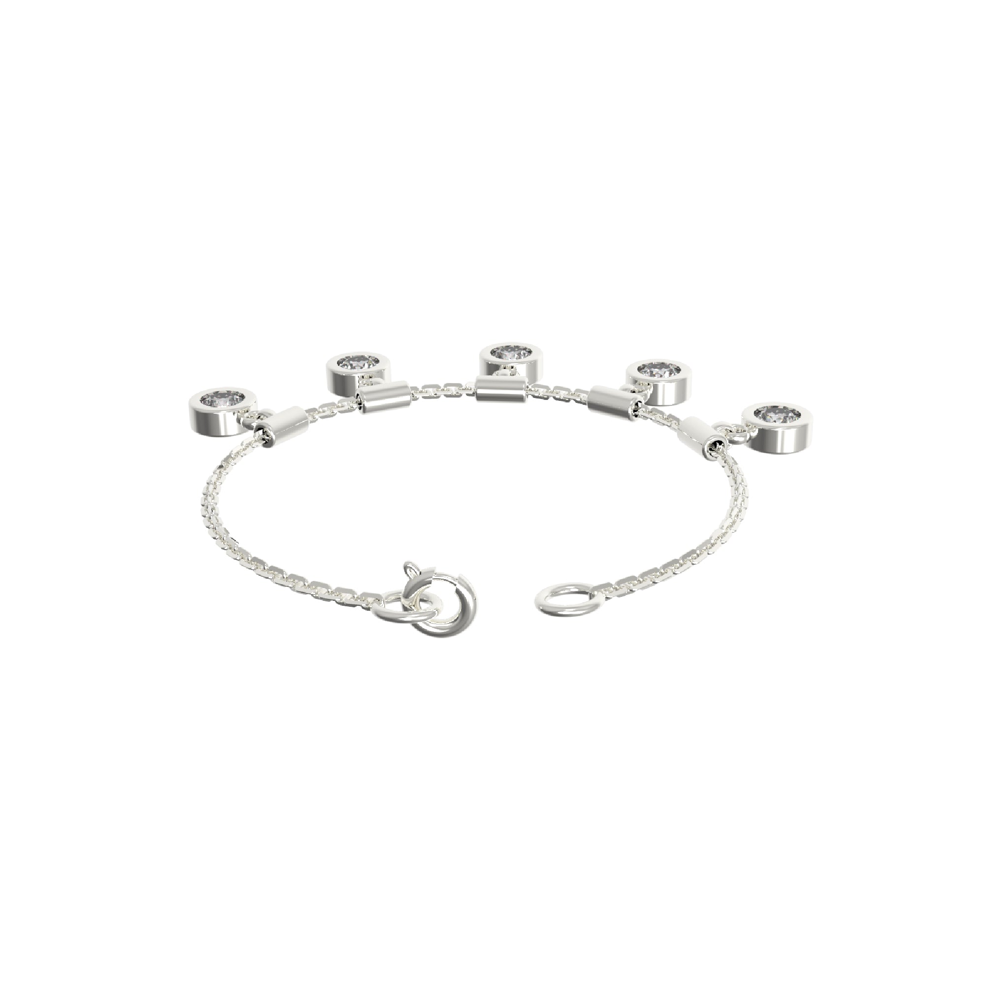 RKC 925 Sterling Silber 1,25 Karat Moissanit runder Charm-Damen-Armband, 14 Karat Gelbgold vergoldet, Gewicht 3,75 g
