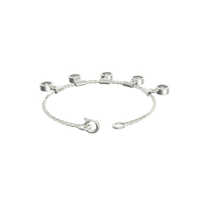 RKC 925 Sterling Silber 1,25 Karat Moissanit runder Charm-Damen-Armband, 14 Karat Gelbgold vergoldet, Gewicht 3,75 g