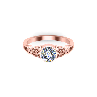 Anello solitario di fidanzamento con moissanite a taglio rotondo RKC, argento 925 placcato in oro giallo 14k, peso 3,50 g, larghezza 2 mm