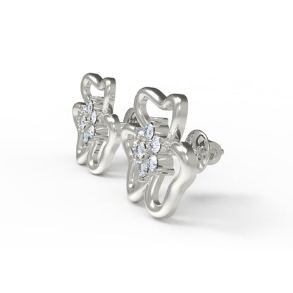 RKC 925 Sterling Silber Damen-Ohrring mit Blumenmuster für den täglichen Gebrauch, 14 Karat Rose über Produktgewicht 2,20 GM, Höhe 11,40 mm