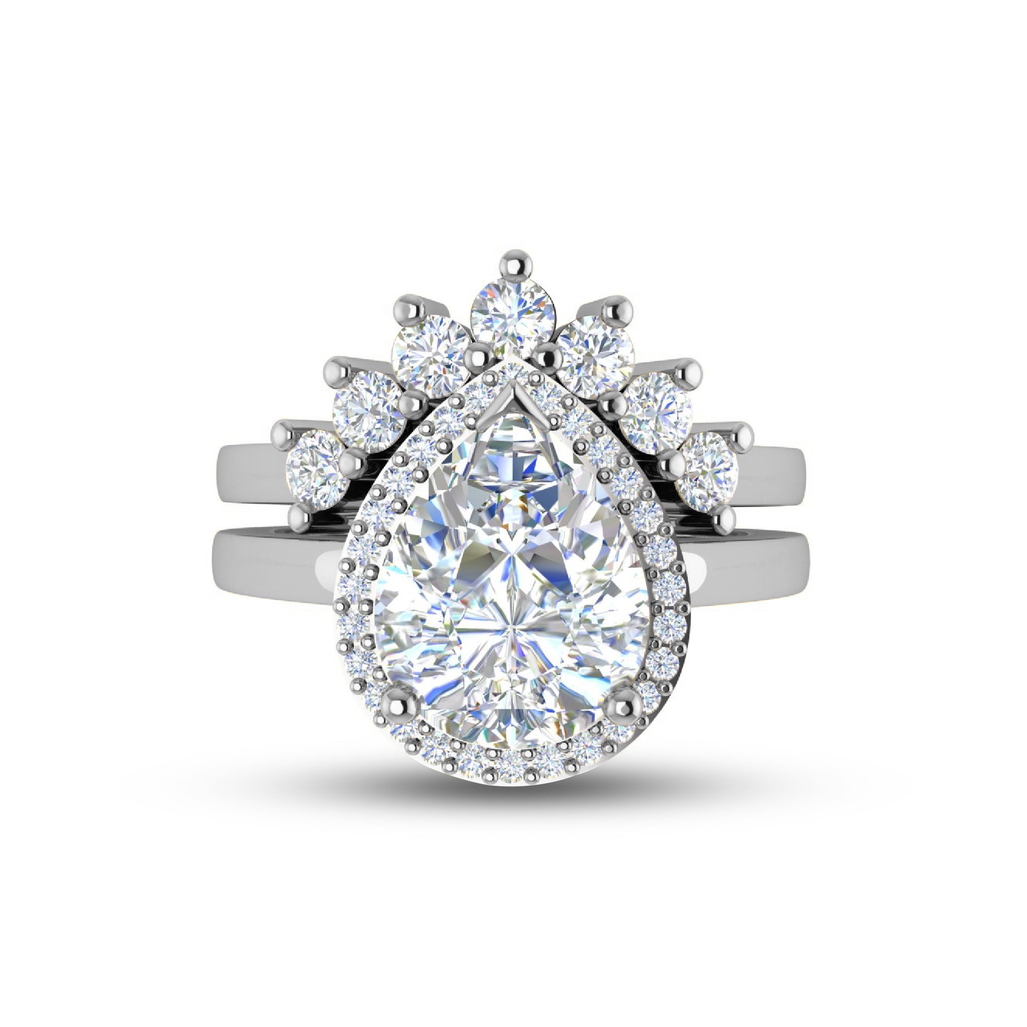 RKC 2,93 ct taglio a pera moissanite affascinante set da sposa in argento 925 per donna placcato oro rosa 14 carati peso 6,5 g
