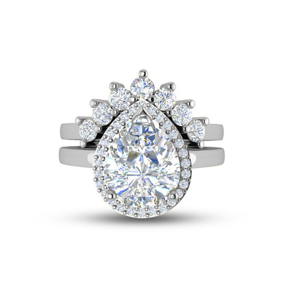 RKC 2,93 ct taglio a pera moissanite affascinante set da sposa in argento 925 per donna placcato oro rosa 14 carati peso 6,5 g