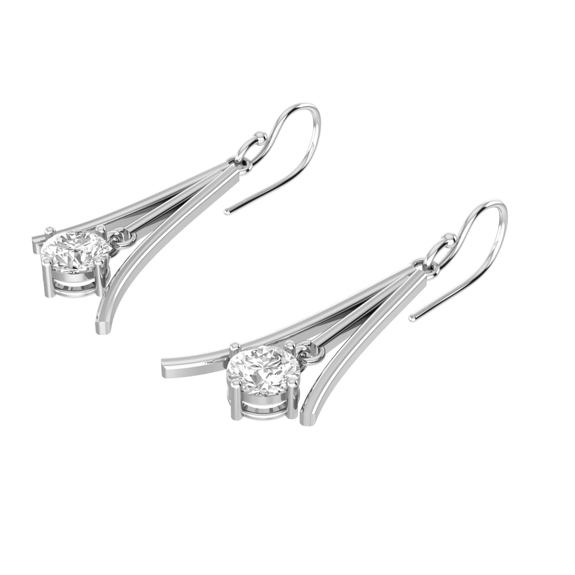RKC Certified Moissanite Golden Drop Dangle Earrings 925 Sterling Silver Weight- 5gm