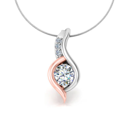 RKC 925 Sterling Silber runder Moissanit-Anhänger mit 0,92 CT, 14 Karat Roségold vergoldet, Gewicht 3,00 g, Höhe 15 mm