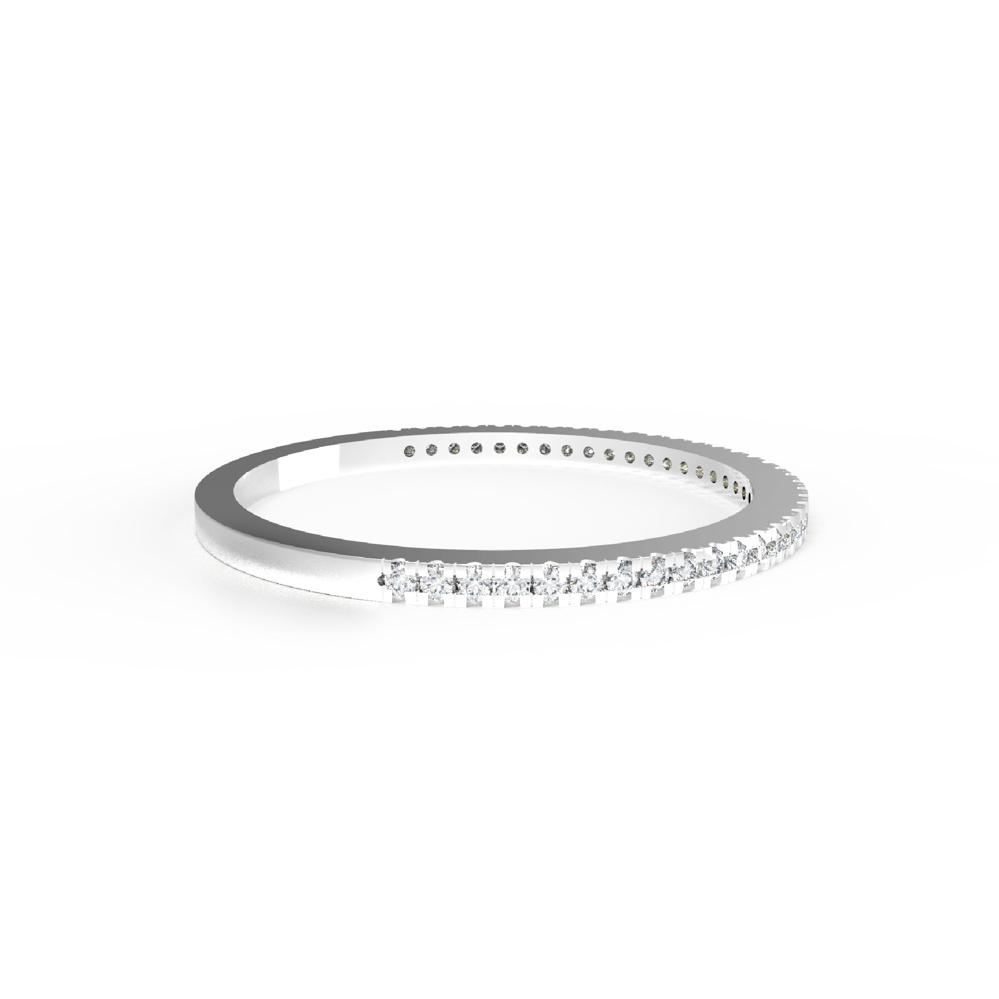 RKC Runder Moissanit-Ring aus 925er-Sterlingsilber, halbe Ewigkeit, stapelbarer Bandring für Damen, 925er-Silber, 14 Karat Roségold vergoldet, Gewicht 1,10 g, Breite 1,30 mm