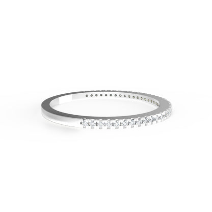 RKC Runder Moissanit-Ring aus 925er-Sterlingsilber, halbe Ewigkeit, stapelbarer Bandring für Damen, 925er-Silber, 14 Karat Roségold vergoldet, Gewicht 1,10 g, Breite 1,30 mm
