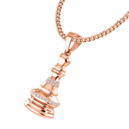 RKC 0,20 ct Moissanit Königin Schachfigur Anhänger 925 Silber Schmuck 14 K Gelbgold vergoldet 5 g 28,00 mm