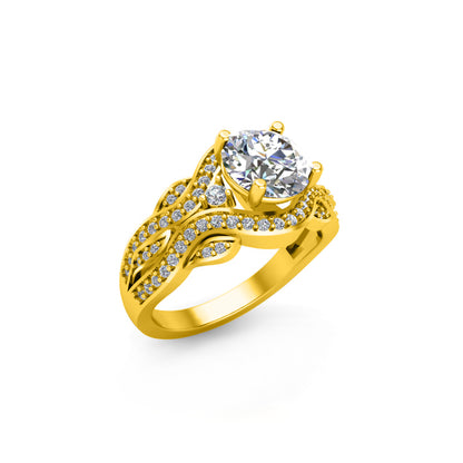 RKC 1,35 ct Moissanit Verlobungsring 925 Silber gelb/weiß/rosé vergoldet für Damen, Gewicht 3 g und Breite 2,30 mm