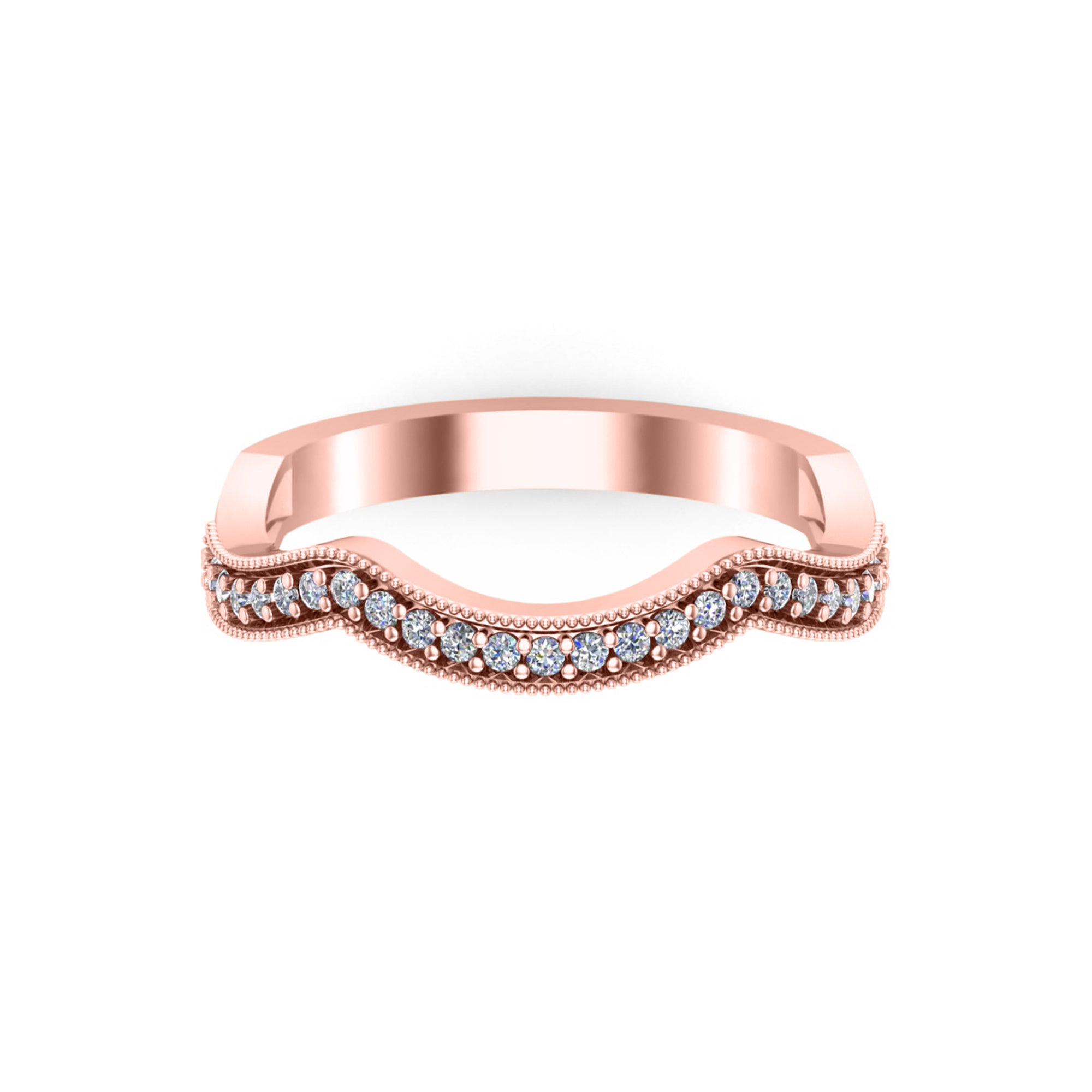 Fede nuziale curva da donna RKC Moissanite per sposa argento 925 placcato oro giallo 14 carati peso 2 g larghezza 2,50 mm