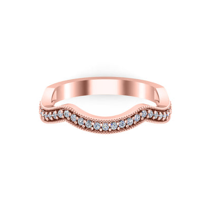 Fede nuziale curva da donna RKC Moissanite per sposa argento 925 placcato oro giallo 14 carati peso 2 g larghezza 2,50 mm