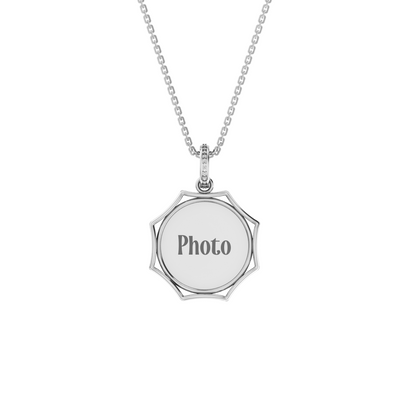 RKC 14k Yellow Gold Plated Round Cut Moissanite Photo Pendant Necklace With Chain 18 Inch