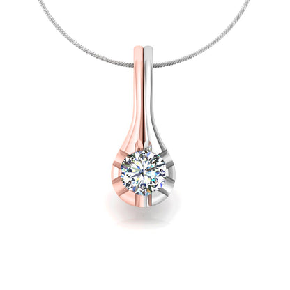 Ciondolo in moissanite con goccia d'argento da matrimonio solitario RKC da 0,25 CT, placcato in oro rosa 14 carati, peso 3,00 g, altezza 14,00 mm