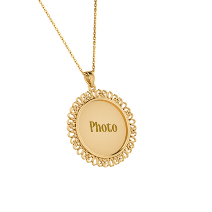 RKC Memory Photo Pendant Locket 14k Yellow Gold Plated 925 Silver Weight 6gm