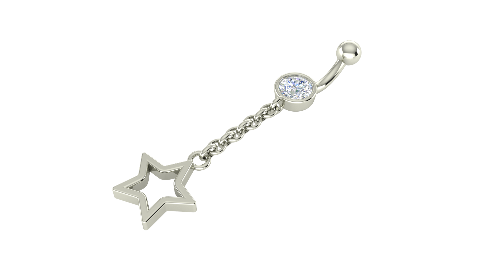 RKC JEWELRY 925 Sterling Silber Drop Star Damen-Bauchnabel, 14 Karat Gelbgold vergoldet, Gewicht 1,20 GM, Höhe 35 mm