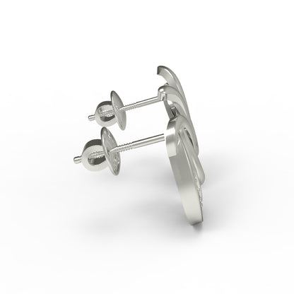 RKC 925 Sterling Silber Glanz-Ohrstecker für Damen, 14 Karat Rose über Produktgewicht 1,70 GM, Höhe 13,00 mm