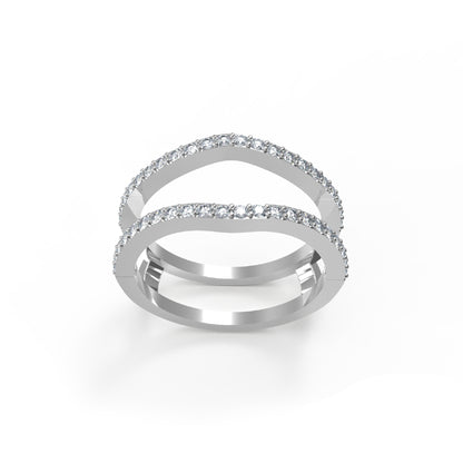 RKC Runder Moissanit-Verstärker-Jacken-Ringschutz, Ehering, 925er-Sterlingsilber, rosévergoldet, Gewicht 3 g, Breite 6,50 mm