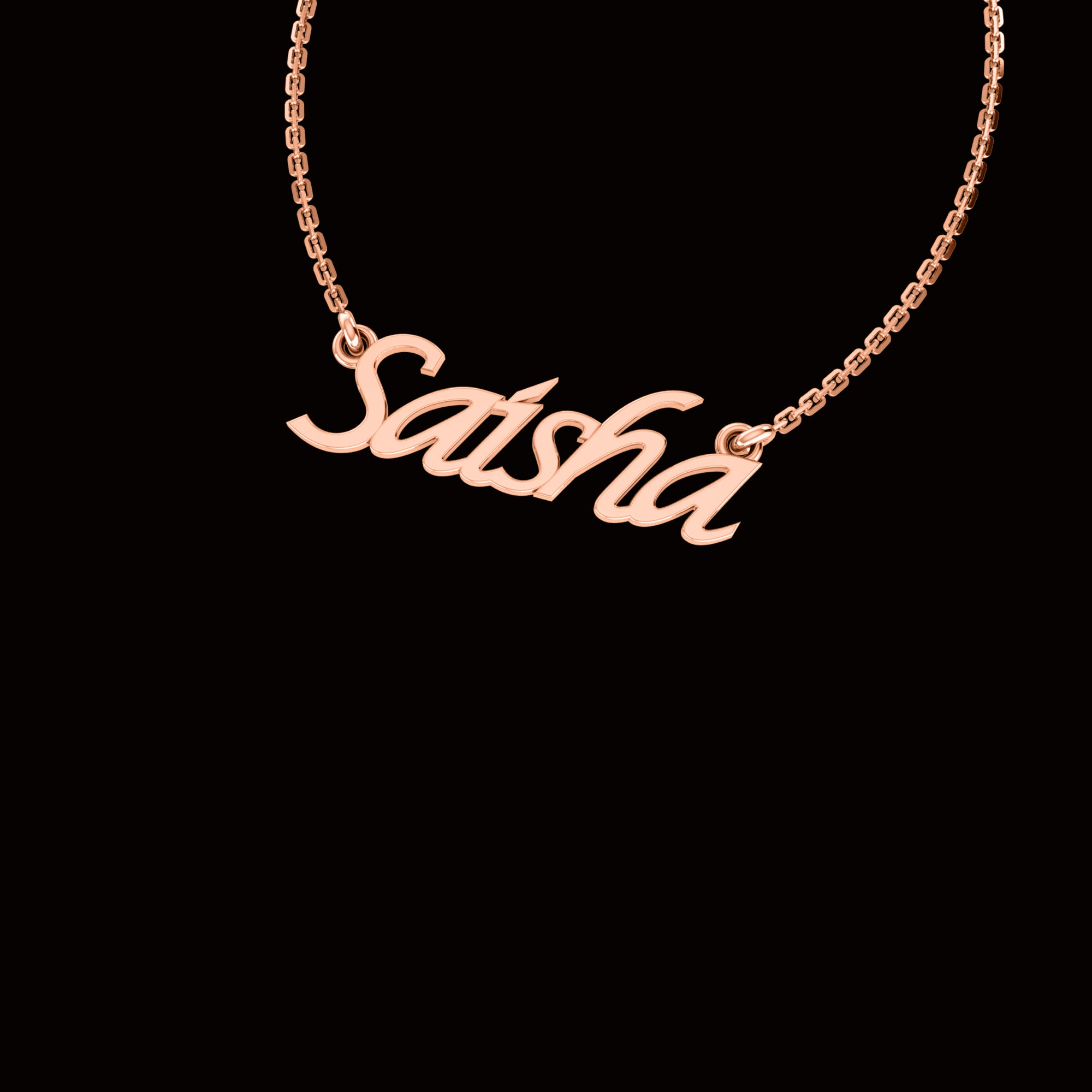 RKC personalisierter Anhänger mit beliebigem Namen, 925er Sterlingsilber, 14 Karat Roségold vergoldet, Gewicht 3,40 GM, Höhe 9,75 mm