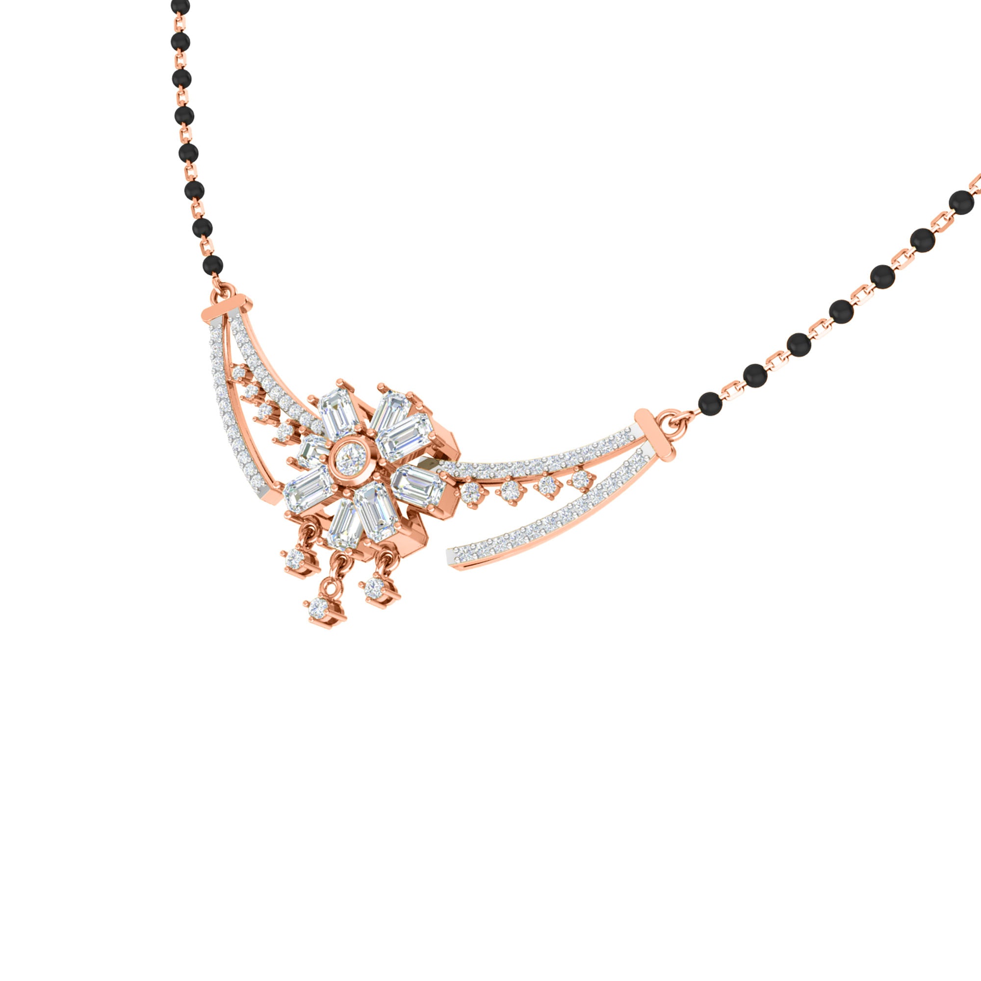 RKC 2.24Ct Moissanite Women Mangalsutra 925 Silver 14k Rose gold Plated Product Weight 8.10gm Height 25.55mm
