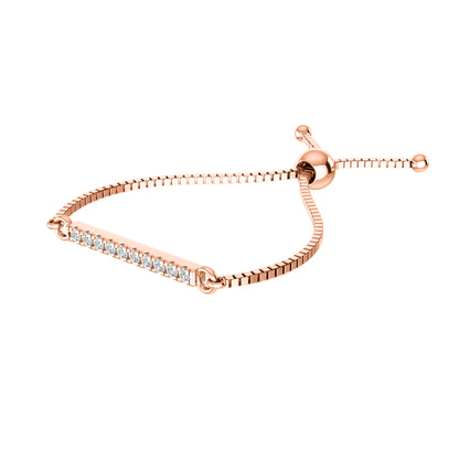 Bracciale regolabile Bolo da donna multiplo in argento sterling RKC 925 con peso di carati 0,2 CT, placcato in oro giallo 14 carati, peso del prodotto 2,80 GM